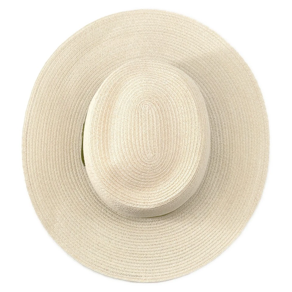 CHANEL CC Logo Ribbon Straw Hat Size M