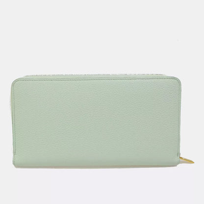 CELINE Logo Around Zipper Long Wallet – Light Green Leather