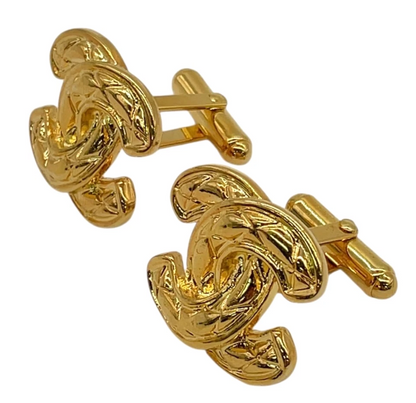 CHANEL Matelasse Coco Mark Gold Cufflinks
