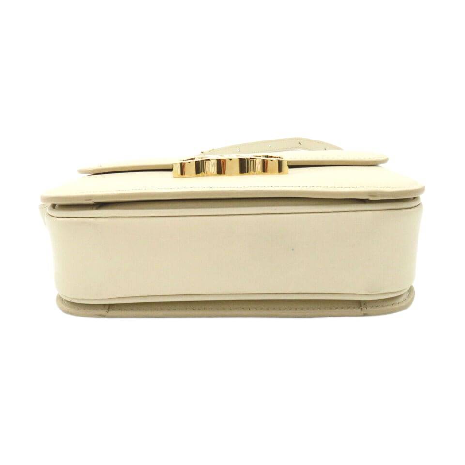 CELINE Soiree Shoulder crossbody hand Bag leather Beige Used