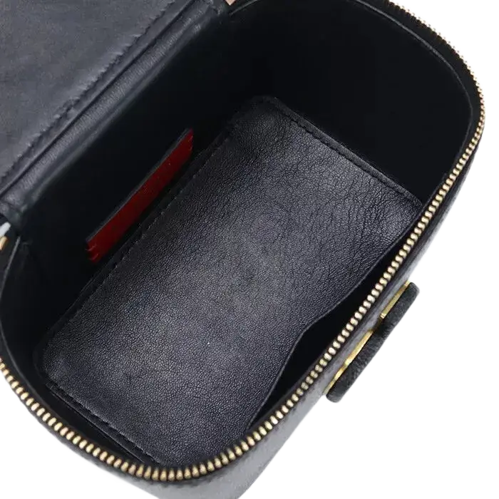Auth VALENTINO Vanity Bag In Black Calfskin