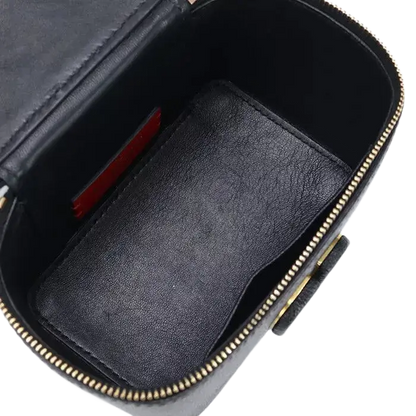 Auth VALENTINO Vanity Bag In Black Calfskin