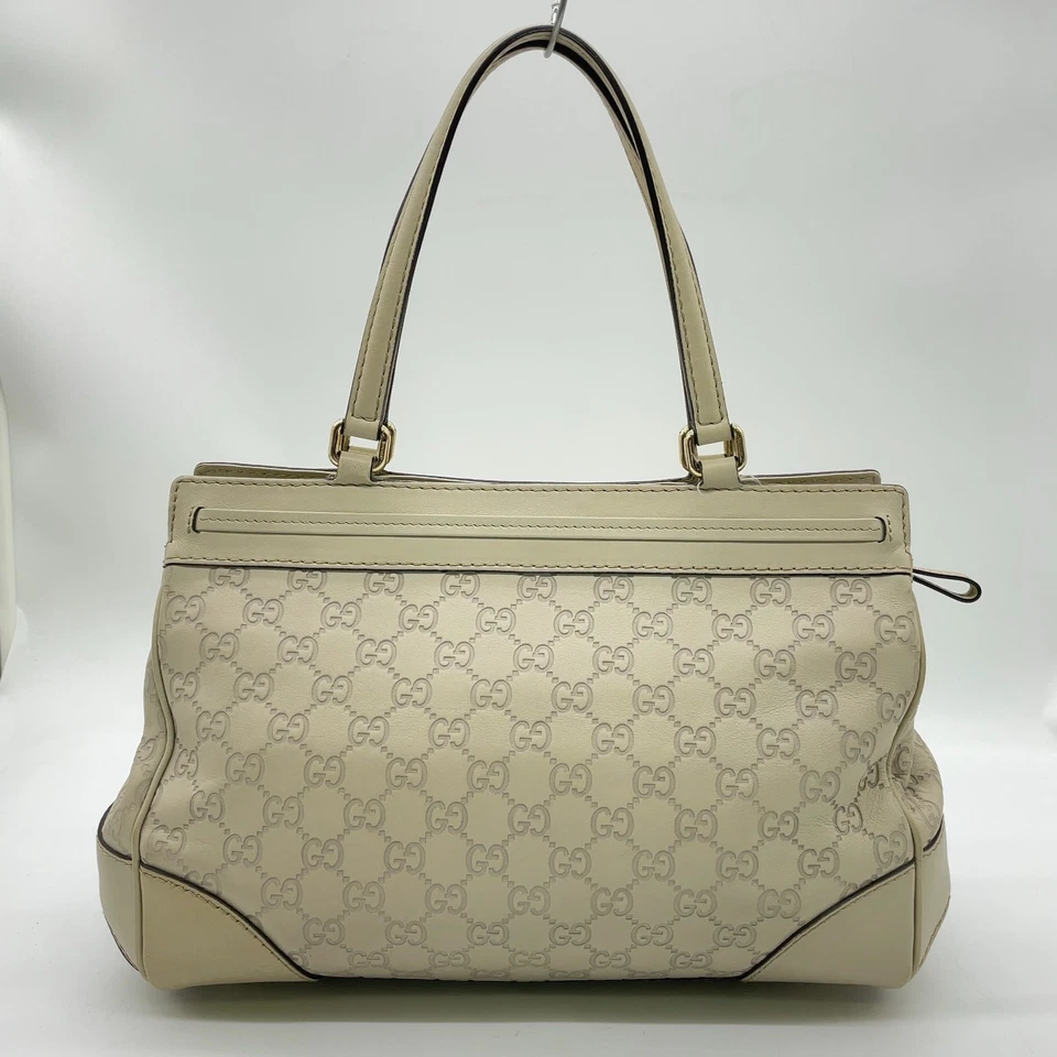 Gucci Guccissima Mayfair Tote Bag in Ivory Leather