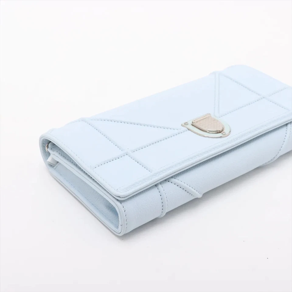 Christian Dior Diorama Leather Chain Wallet in Blue