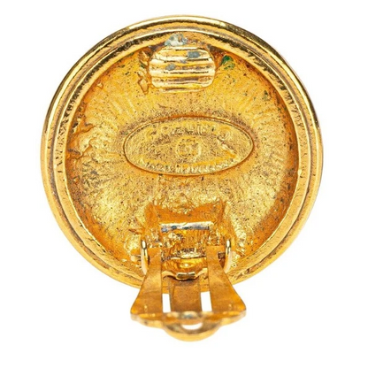Chanel Vintage CC Logos Round Clip-On Earrings in Gold Tone