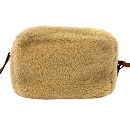 Saint Laurent Paris Lou Camera Bag in Beige Faux Shearling & Leather