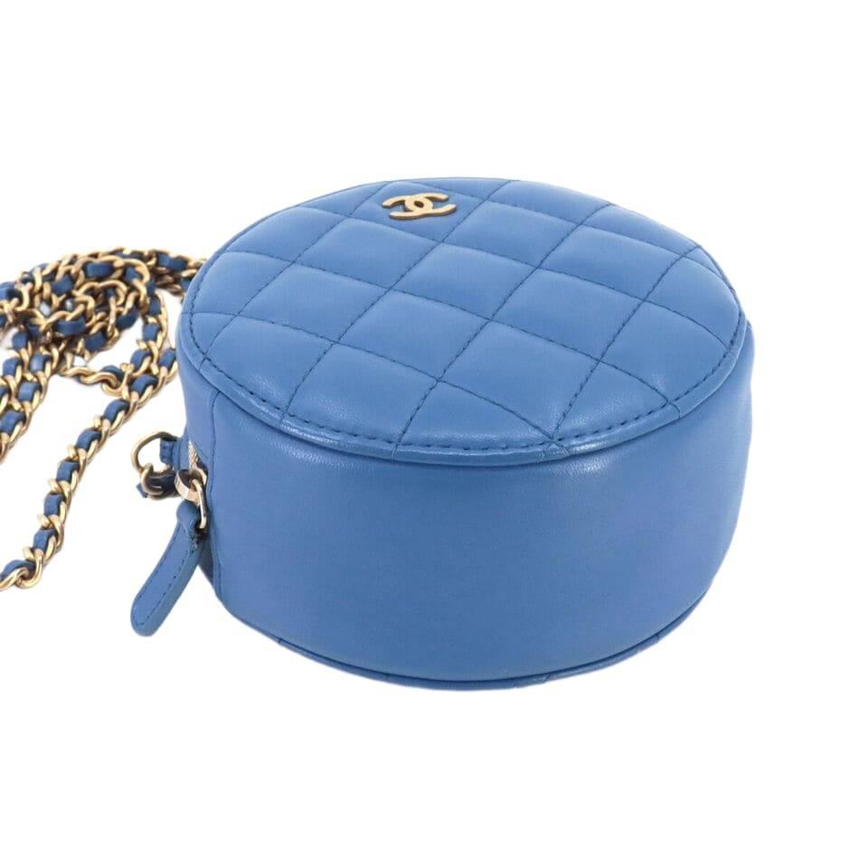 CHANEL Matelasse Mini Classic Chain Shoulder Bag Leather Blue