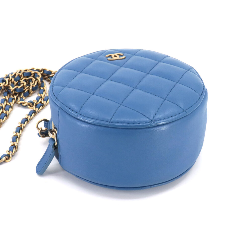 CHANEL Matelasse Mini Classic Chain Shoulder Bag Leather Blue