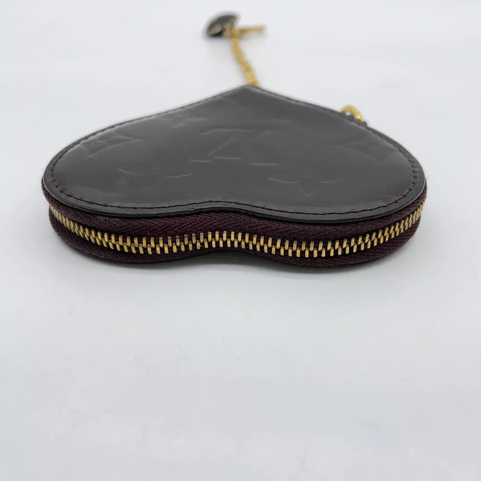 Louis Vuitton Porto Monnaie Coeur Heart Coin Case In Amarante Vernis