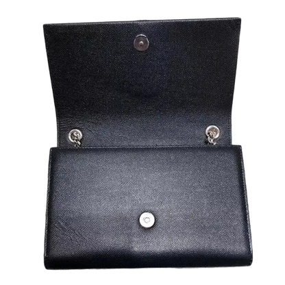 Auth SAINT LAURENT Kate Tassel Small Shoulder Bag In Black Grain Leather