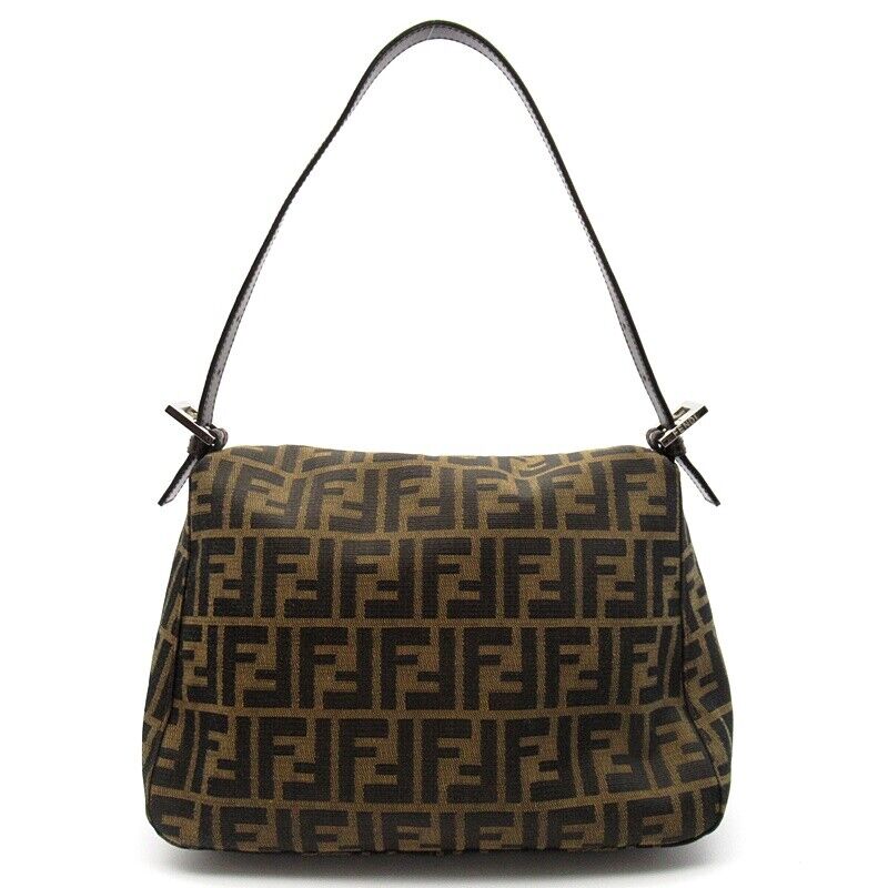 FENDI Zucca Mamma Bucket Canvas / Leather Women Handbag Brown