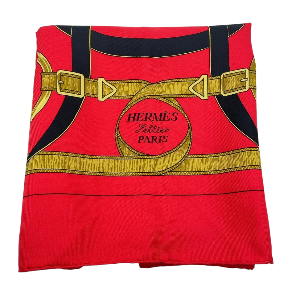 Hermes Carré 90 Eperon d'or Golden Spur Multicolor Silk Scarf