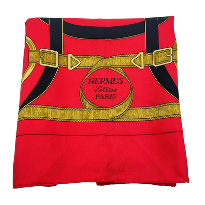 Hermes Carré 90 Eperon d'or Golden Spur Multicolor Silk Scarf