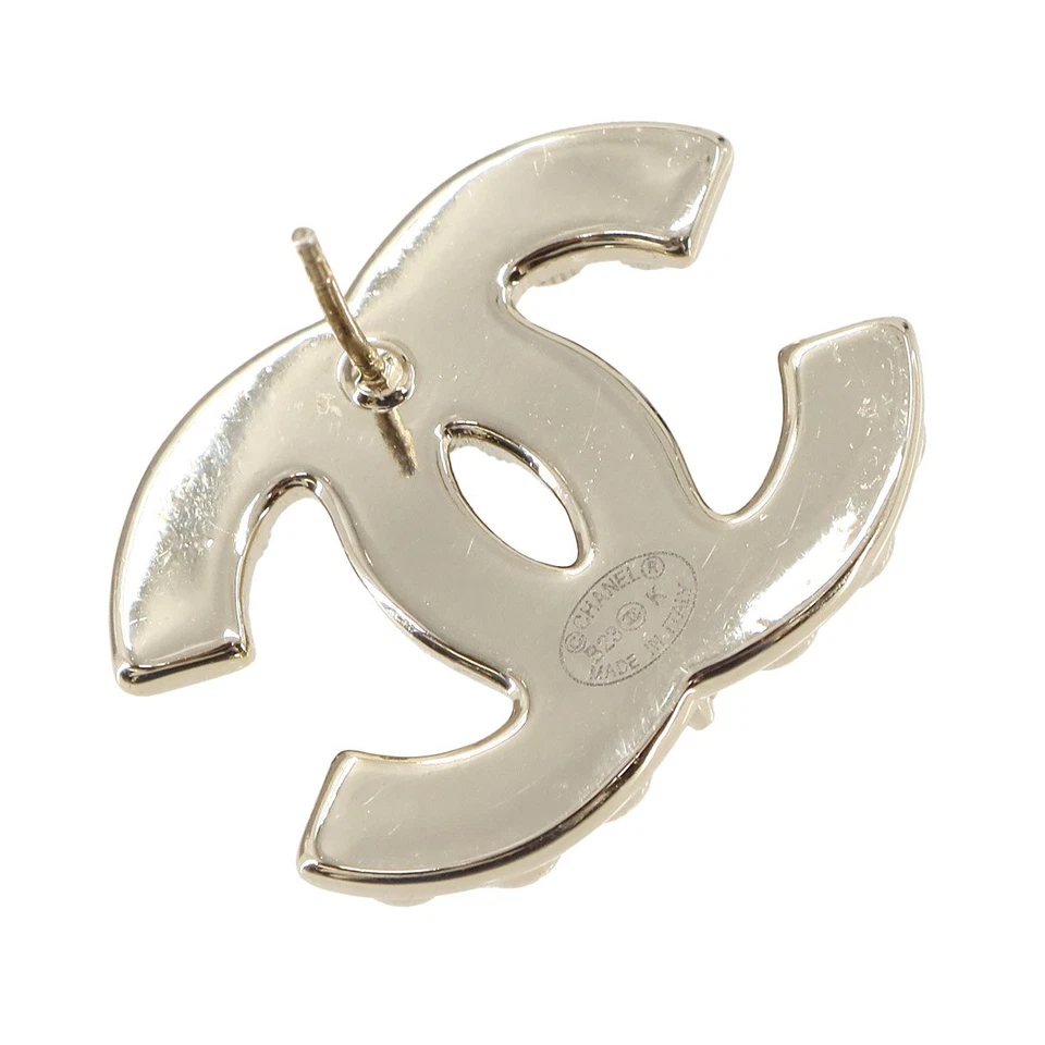 Chanel Coco Logos Earrings in Gold with Rhinestone & Pearl Motif (B23K)