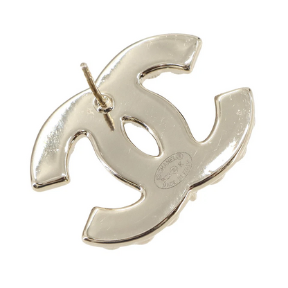 Chanel Coco Logos Earrings in Gold with Rhinestone & Pearl Motif (B23K)