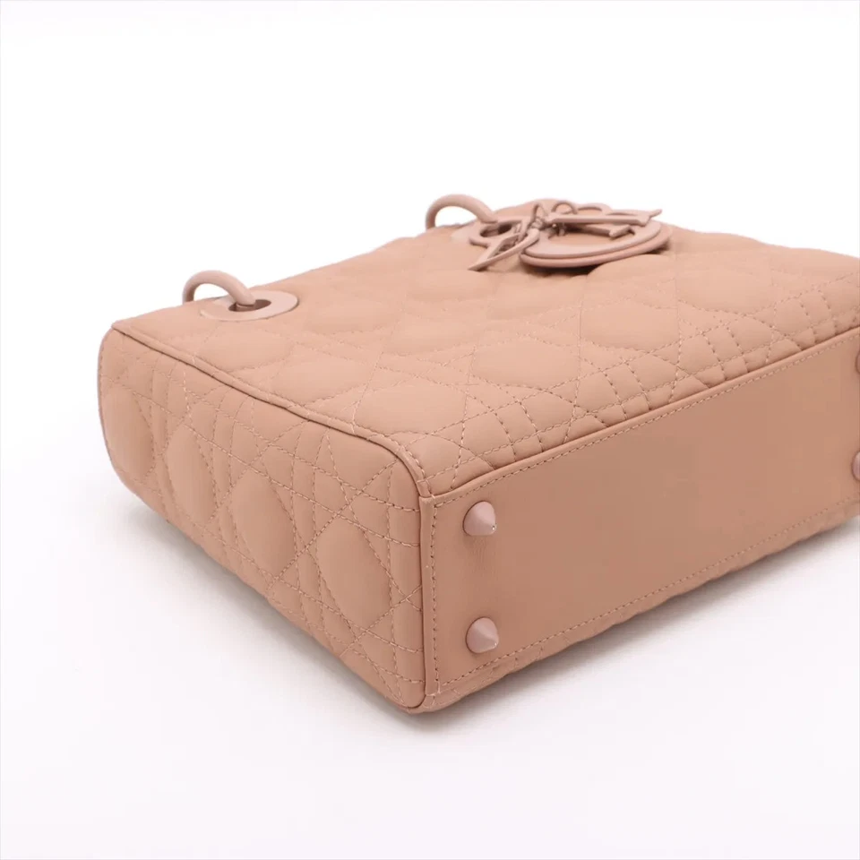 Christian Dior My Lady Dior Cannage Leather 2 Way Handbag Pink With Charms