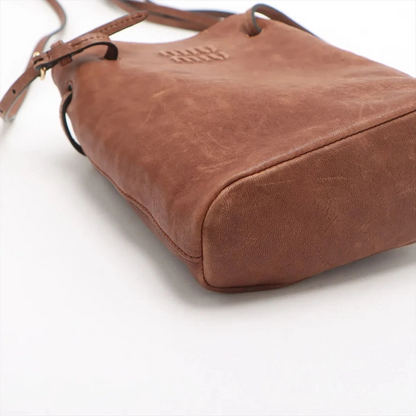 Miu Miu Nappa Leather Shoulder Bag Brown