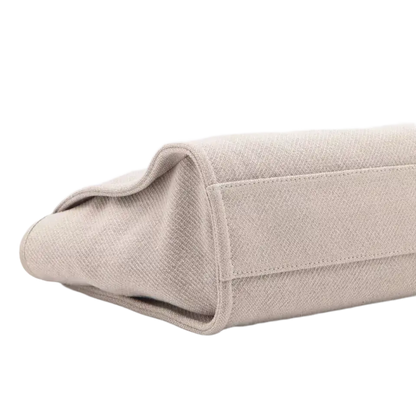 Auth Chanel Tote Bag In Beige Canvas & Leather