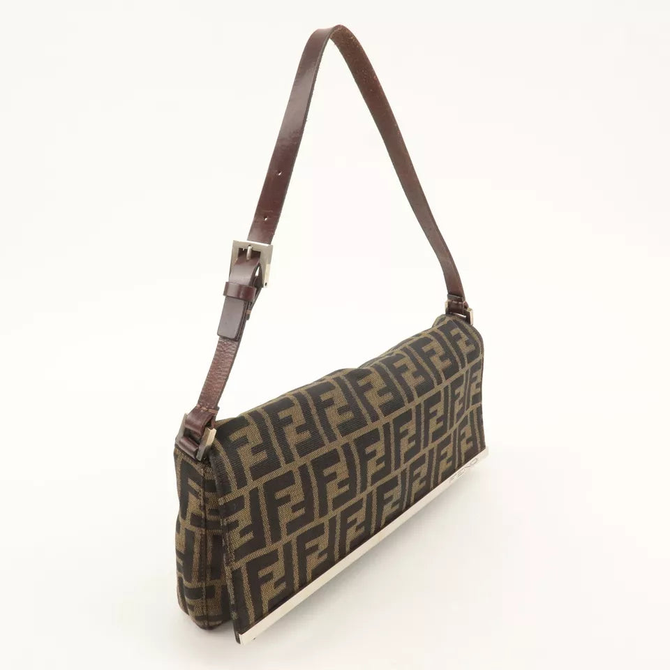 FENDI Zucca Canvas Leather One-Shoulder Bag