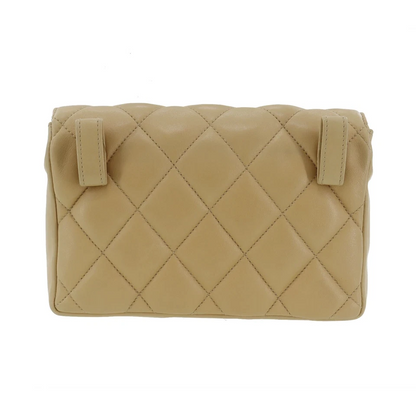 CHANEL Bum Bag Matelasse Beige Lambskin Used Belt Bag Leather