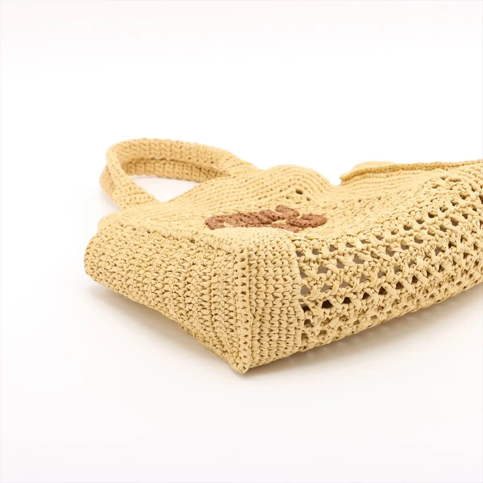 Miu Miu Straws x Leather 2 Way Handbag Beige