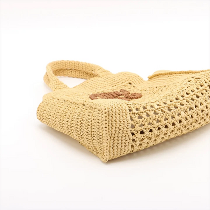 Miu Miu Straws x Leather 2 Way Handbag Beige