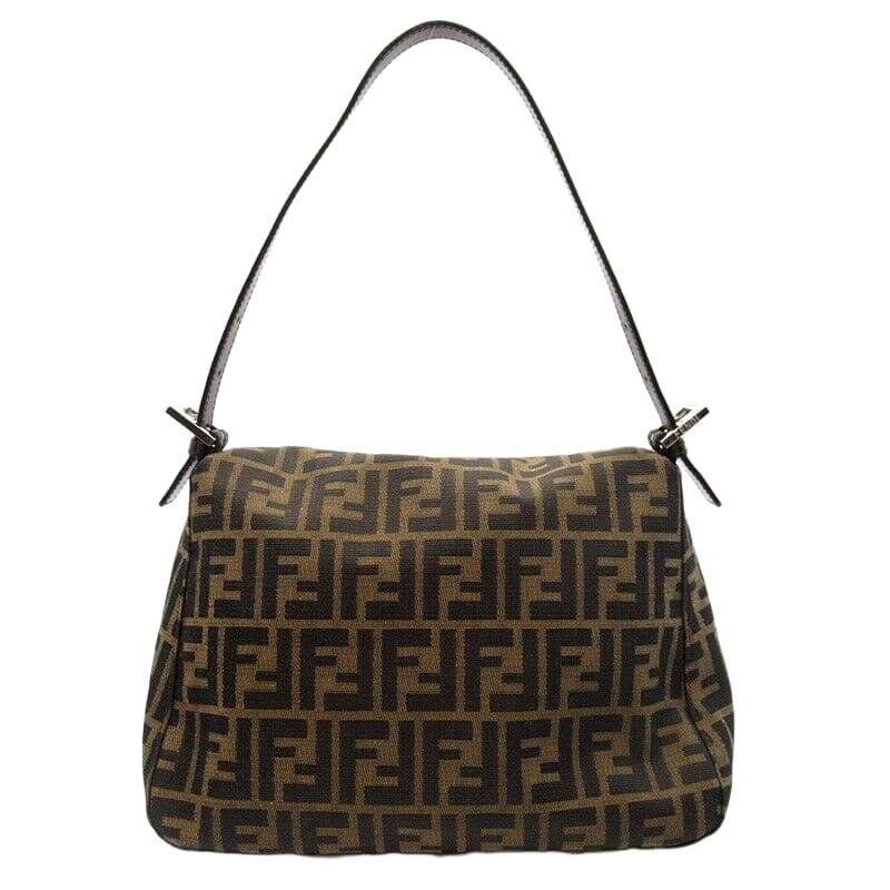 FENDI Zucca Mamma Bucket Canvas / Leather Women Handbag Brown