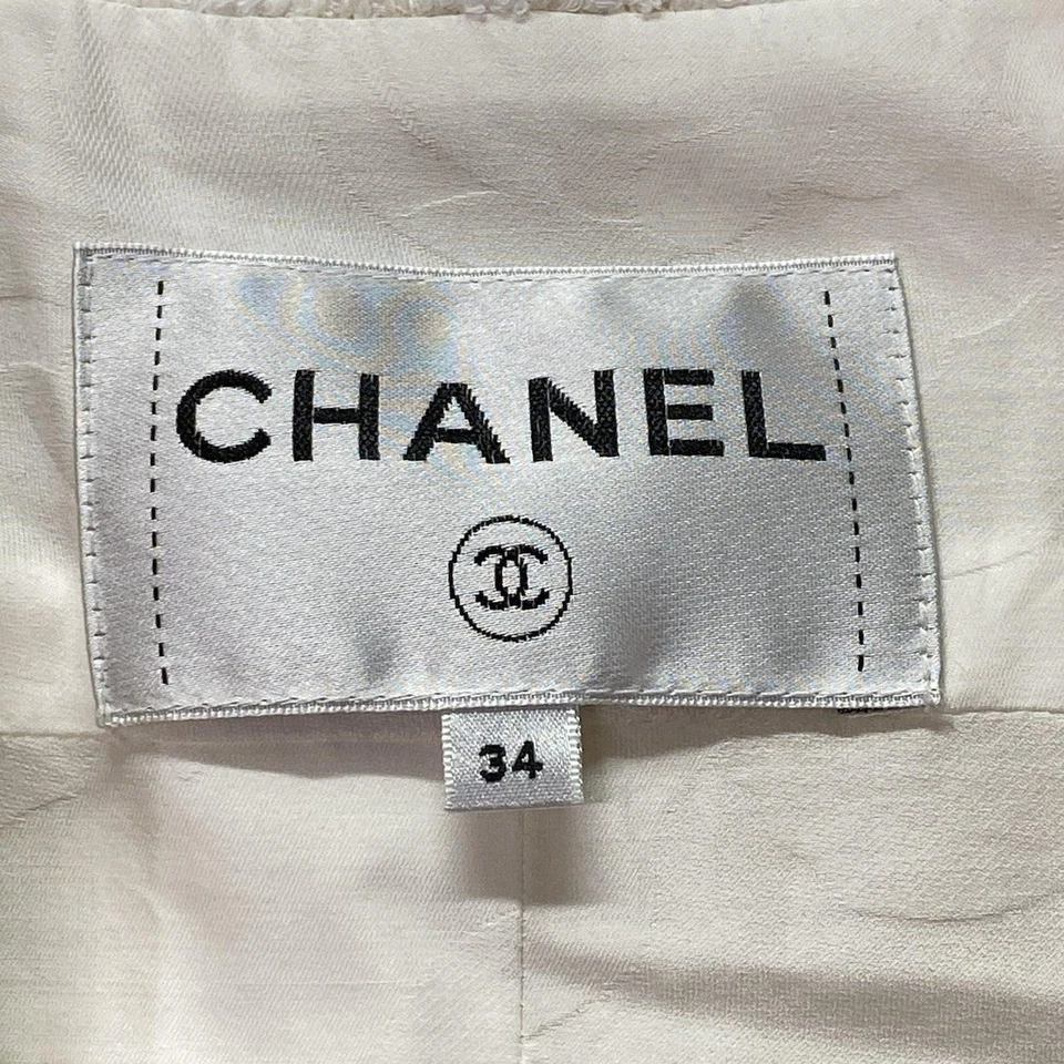 CHANEL Cream White Cotton Polyester Women's Jacket