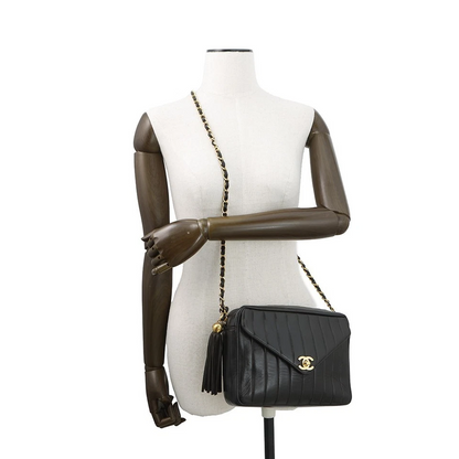 Chanel Mademoiselle Chain Shoulder Bag with Tassel in Black Lambskin