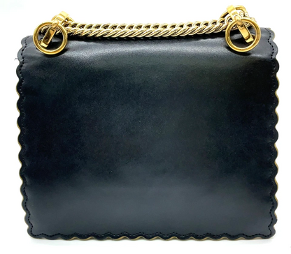 Fendi Black Calf Leather Monstera Shoulder Bag