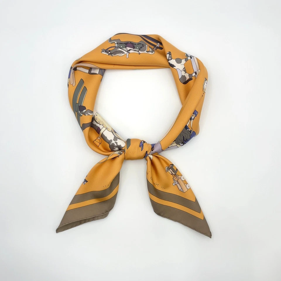 Hermès Carré 90 “Raconte-moi Le Cheval” Silk Scarf in Beige x Multicolor