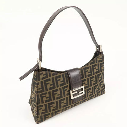 FENDI Zucca Canvas Leather One Shoulder Bag