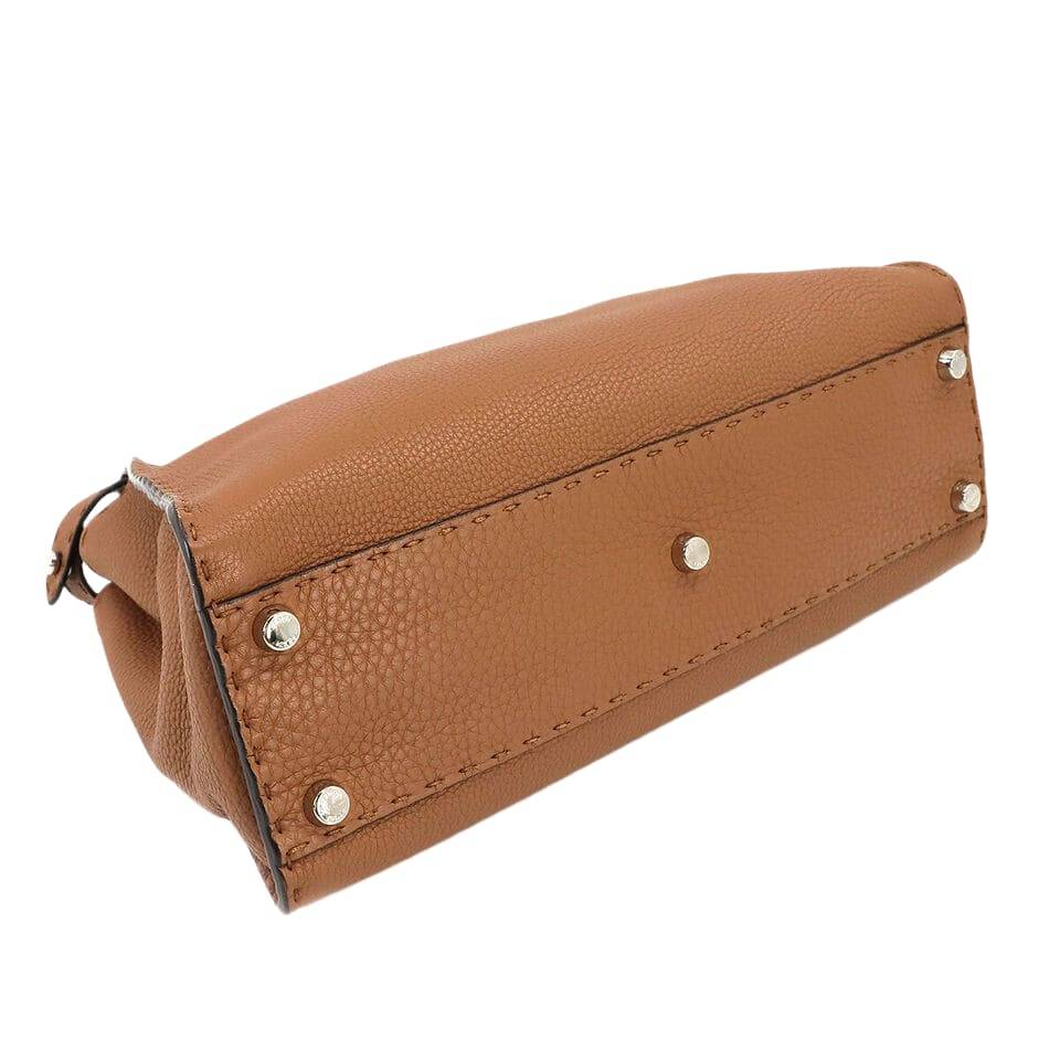 FENDI Selleria Peekaboo Regular 2way Hand Bag Leather Brown