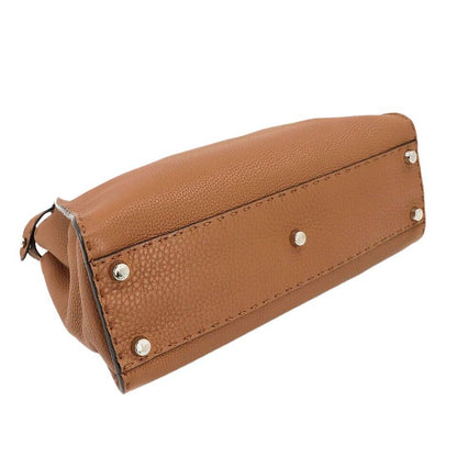 FENDI Selleria Peekaboo Regular 2way Hand Bag Leather Brown