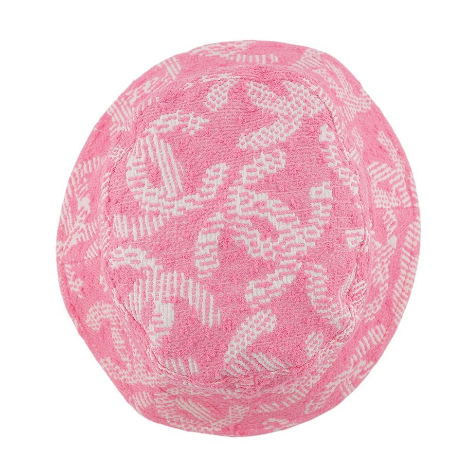 CHANEL CC Logo Tweed Bucket Hat Size M Pink