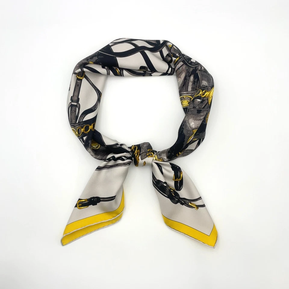Hermès Carré 90 Brides Rebelles Scarf in Grey x Multicolor Silk