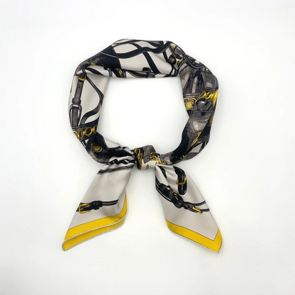 Hermès Carré 90 Brides Rebelles Scarf in Grey x Multicolor Silk