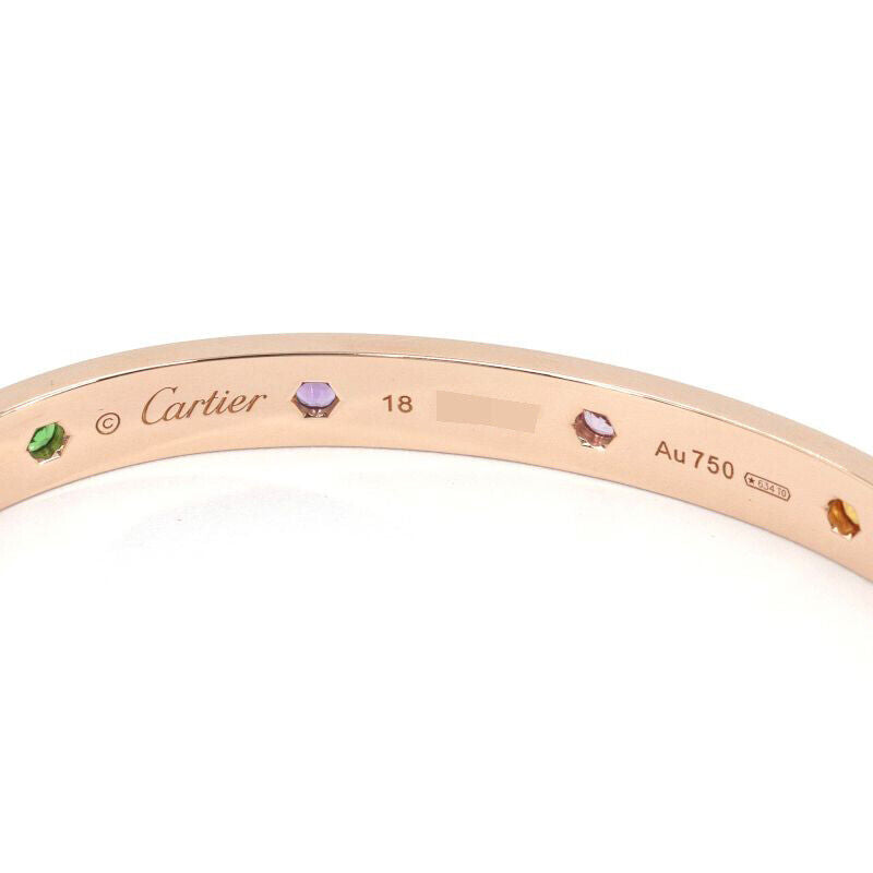 Cartier Love Bracelet New Model #18 in K18 Pink Gold with Multi-color Stones