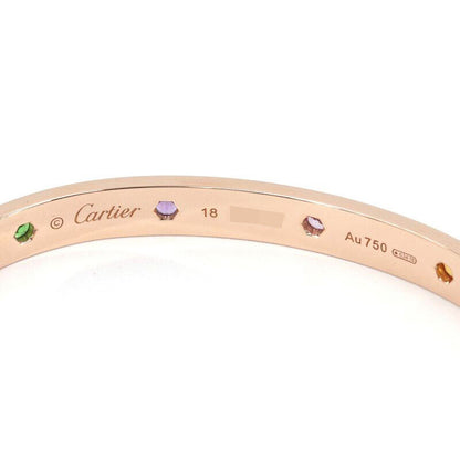 Cartier Love Bracelet New Model #18 in K18 Pink Gold with Multi-color Stones