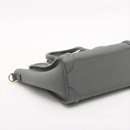 Celine Luggage Nano Shopper Leather 2 Way Handbag Gray
