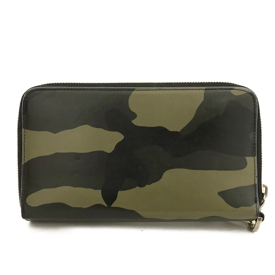 Dior Homme Camouflage Print Leather Double Zippy Long Wallet