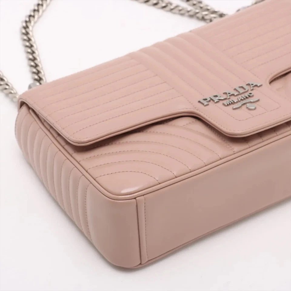 Prada Diagramme Leather Chain Shoulder Bag in Pink