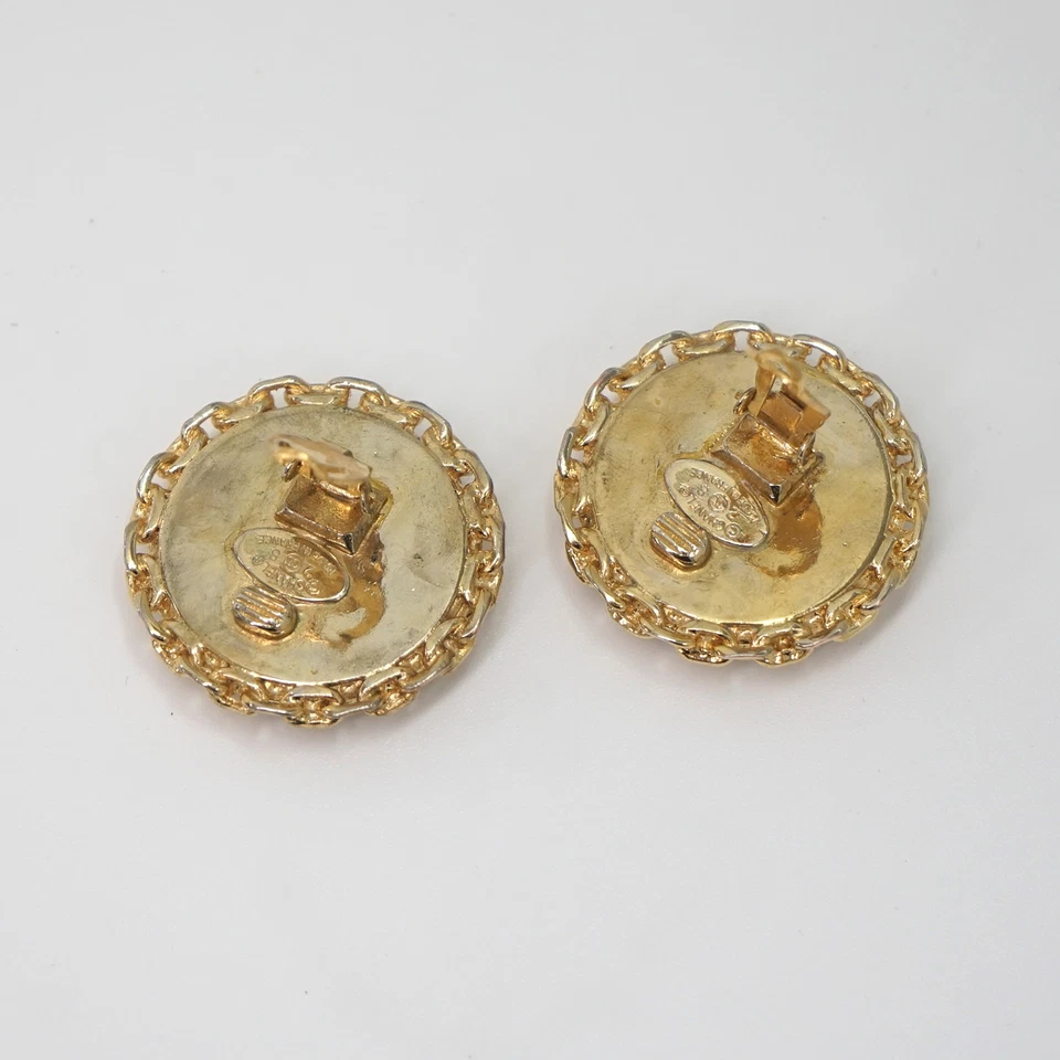 Chanel Vintage CC Round Chain Clip-On Earrings in Gold Tone