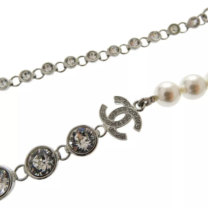 CHANEL Costume Pearl Crystal Choker Necklace – Silver