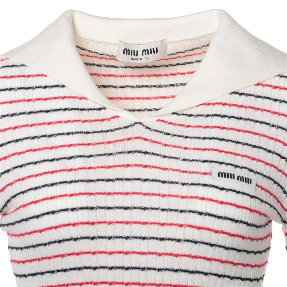 Miu Miu 22 Years Cotton Short Sleeve Knitwear 36 Ladies' White