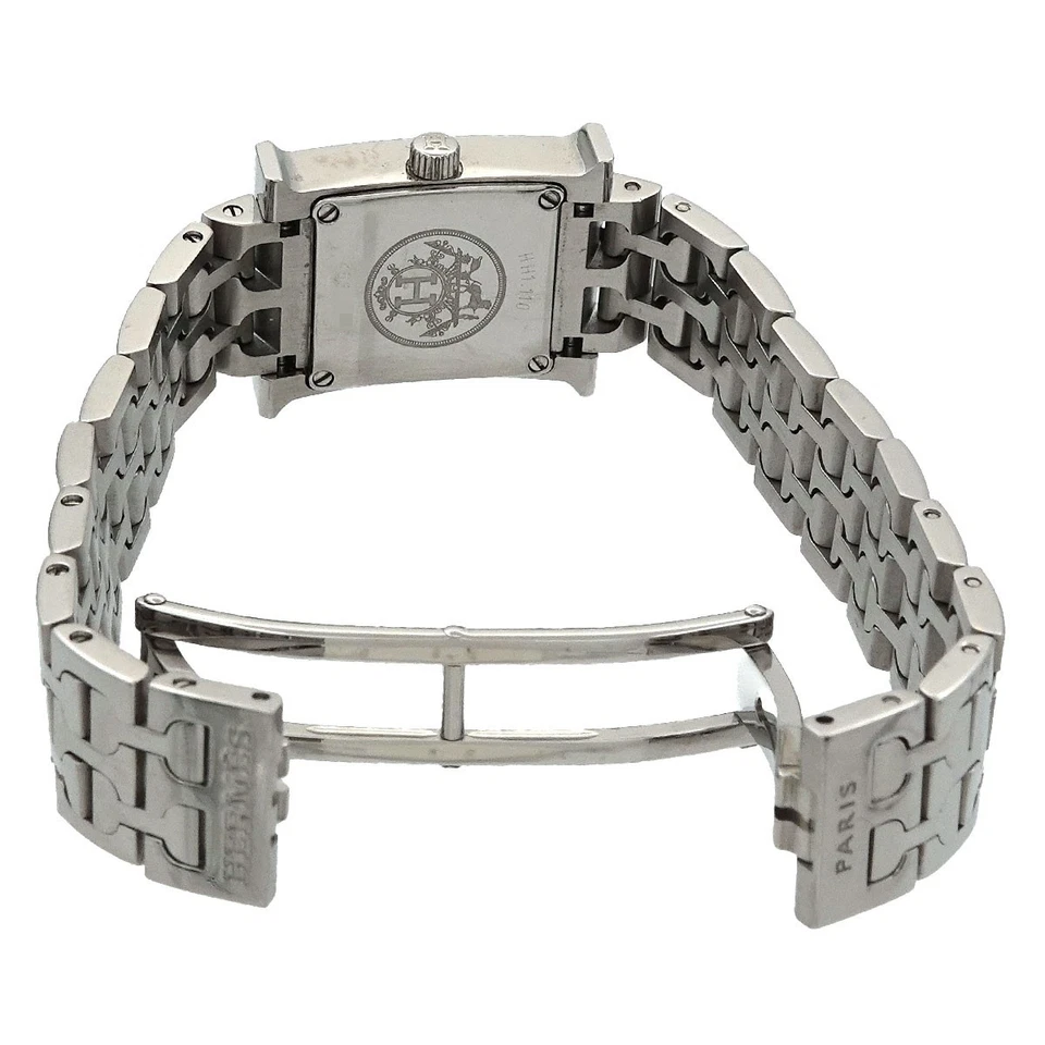 Hermès H Watch Mini HH1.110 in Stainless Steel with White Mother-of-Pearl Dial