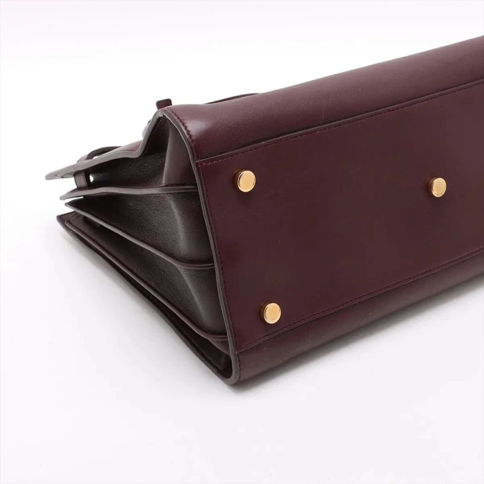 Saint Laurent Paris Sac de Jour Leather 2 Way Handbag Bordeaux