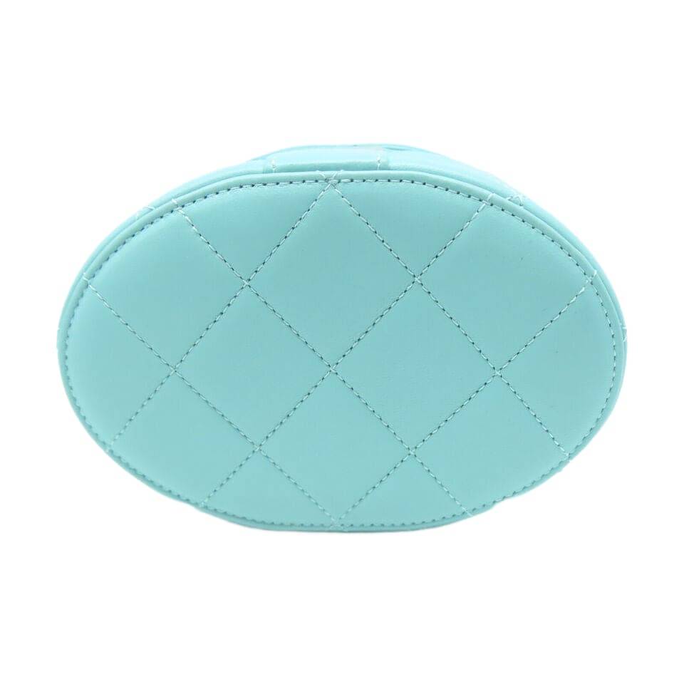 CHANEL Quilted CC GHW Chain Shoulder Bag Lambskin Leather Light Blue