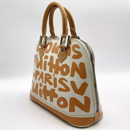 LOUIS VUITTON Alma MM Monogram Graffiti Hand Bag In Beige