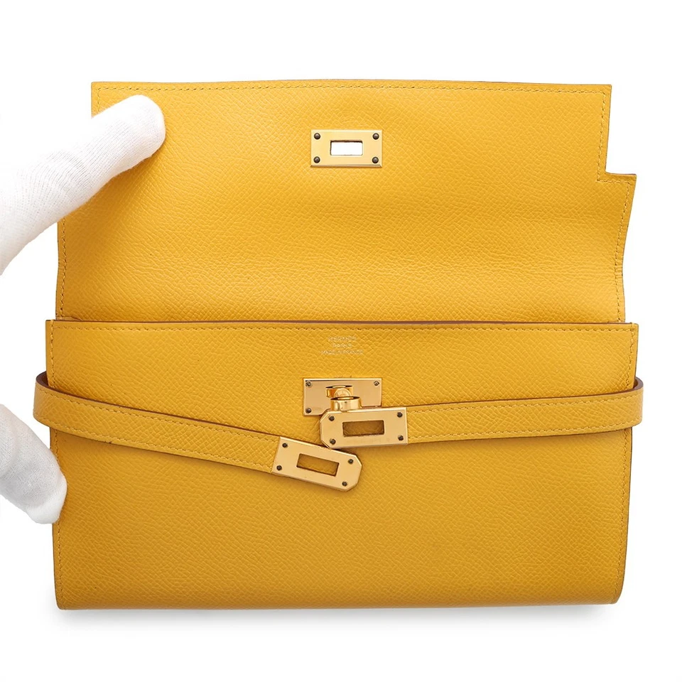 HERMES Kelly wallet long Epsom Jaune Ambre